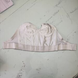 Vintage 70s Q-T Foundation White Strapless Bustier Corset Bra Top